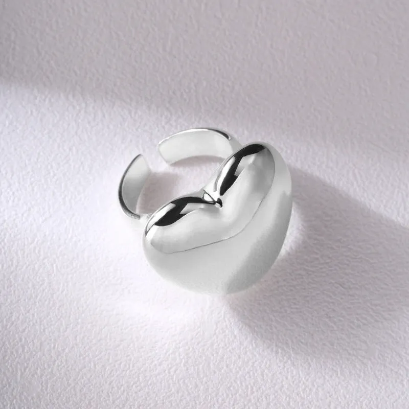 Silver Polished Heart Plain Ring