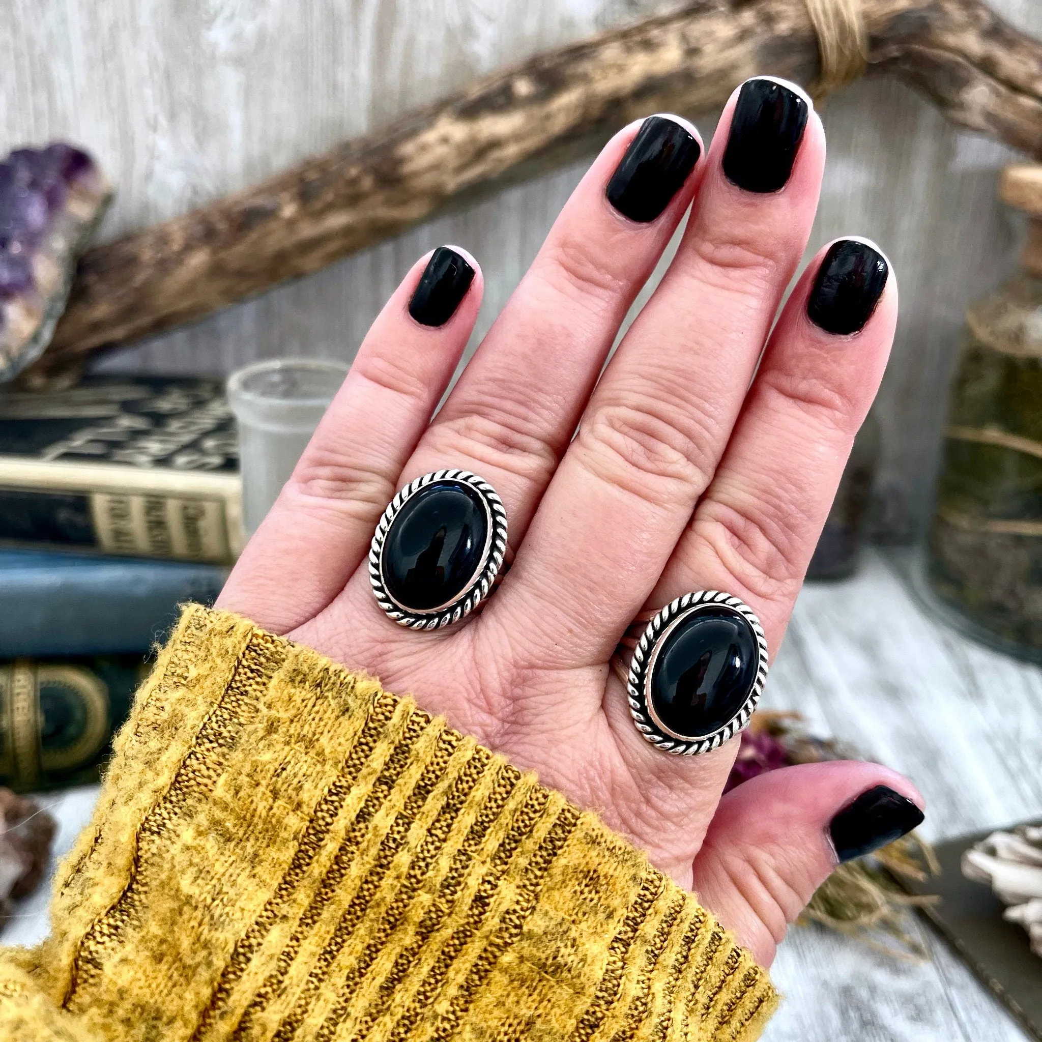 Size 8 9 10 Black Onyx Statement Ring Set in Sterling Silver / Curated by FOXLARK Collection