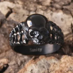 Skull Ring W/ Bones - Black - R65