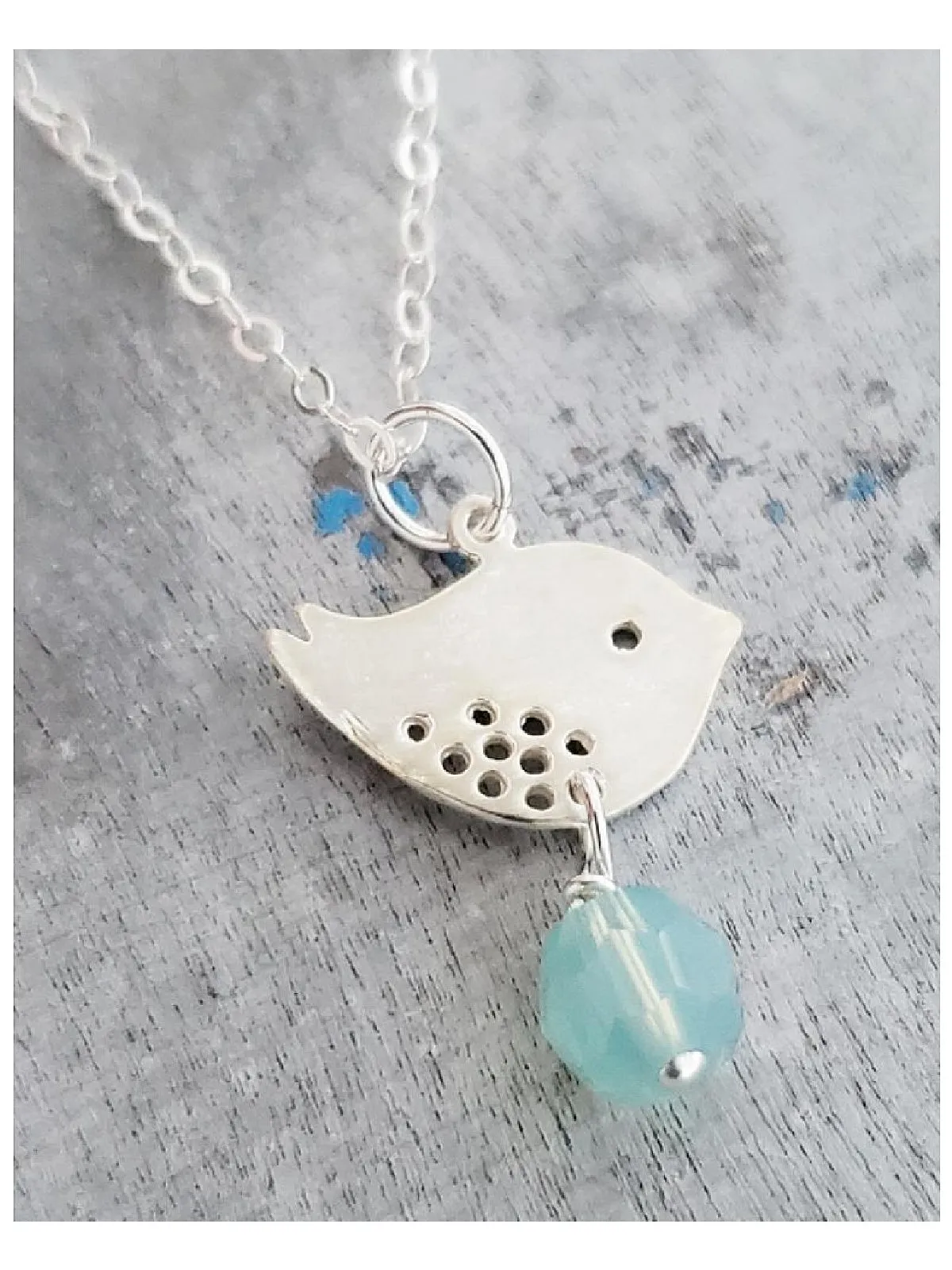 Spotted Bird & Crystal Necklace