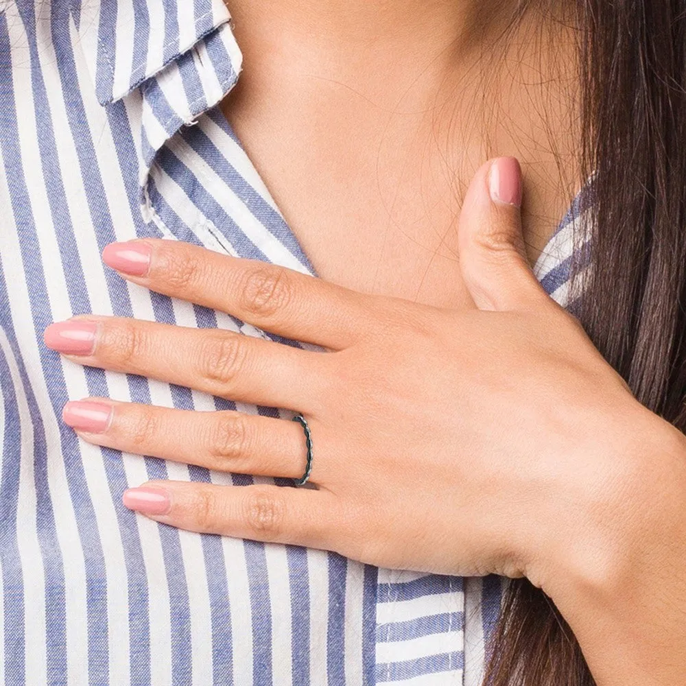 Stackable Expressions Black-Plated Rice Ring in Sterling Silver