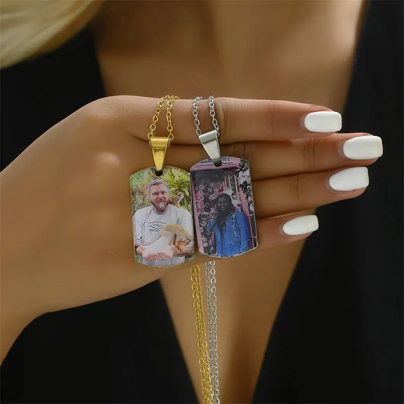 Stainless Steel  Personalized Dog Tag Cremation Pendant Urn Necklace Customized Engraving Photo for Ashes Holder Memorial Keepsake Funnel Jewelry