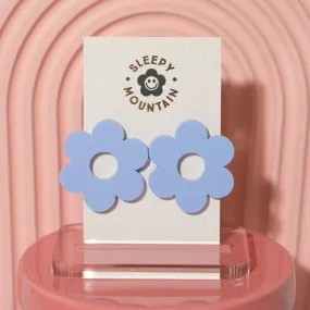 Statement daisy big stud earrings in periwinkle blue