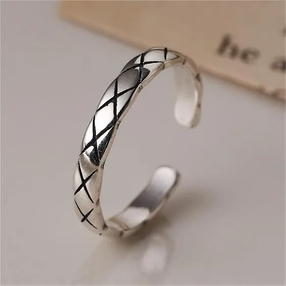 Sterling Silver Fashionable and Funky Lattice Plain Ring