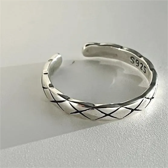 Sterling Silver Fashionable and Funky Lattice Plain Ring