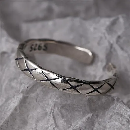 Sterling Silver Fashionable and Funky Lattice Plain Ring