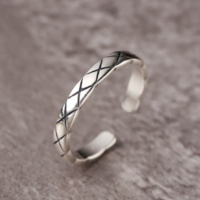 Sterling Silver Fashionable and Funky Lattice Plain Ring