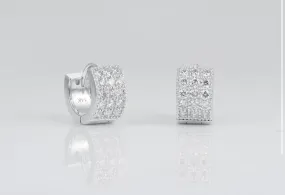 Three Row Diamond Huggie Earrings