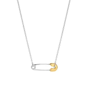 Ti Sento Two-Tone Safety Pin Pendant Necklace