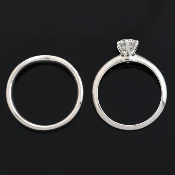 TIFFANY & Co. Estate Platinum Diamond Engagement Ring Set 0.73ct