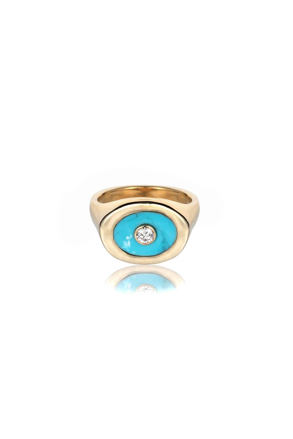 Turquoise, Gold & Diamond Signet Ring