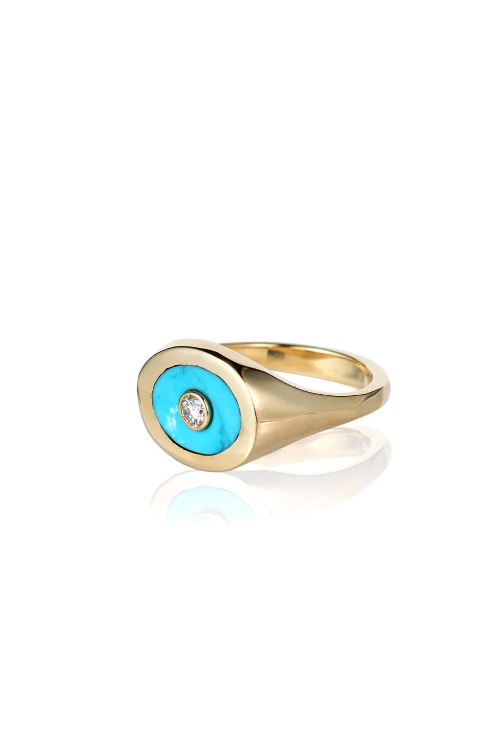 Turquoise, Gold & Diamond Signet Ring