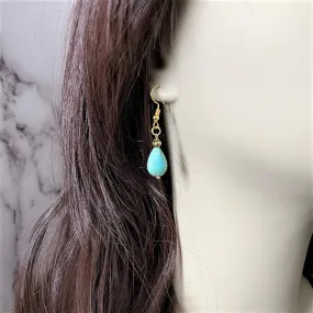 Turquoise Magnesite Teardrop Gold Earrings