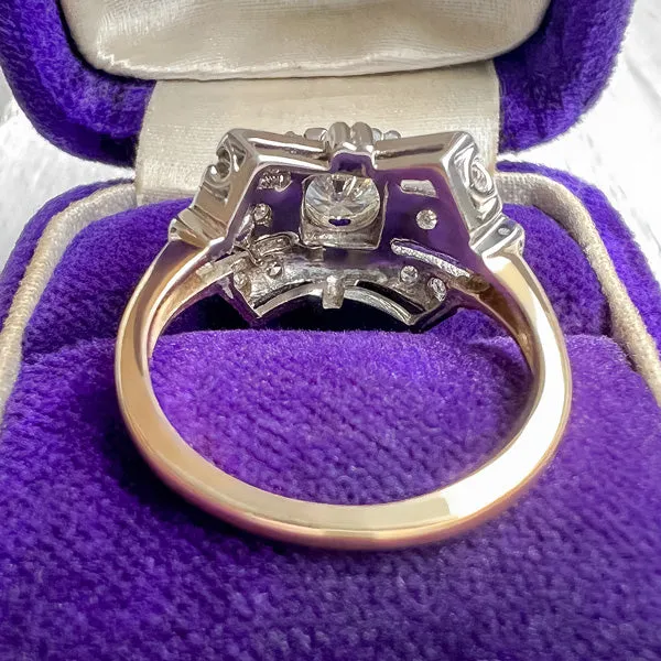 Vintage Diamond Engagement Ring, RBC 0.55ct