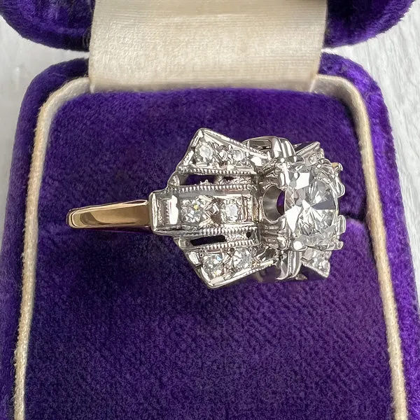 Vintage Diamond Engagement Ring, RBC 0.55ct