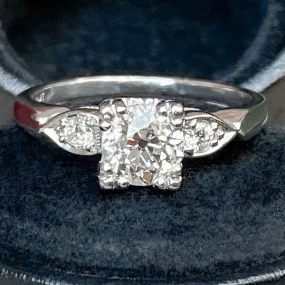 Vintage Engagement Ring, Old Euro 0.85ct.