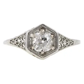 Vintage Filigree Engagement Ring, Old Mine 0.70ct.