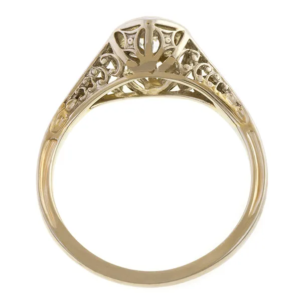 Vintage Filigree Solitaire Engagement Ring, Old Euro 0.35ct