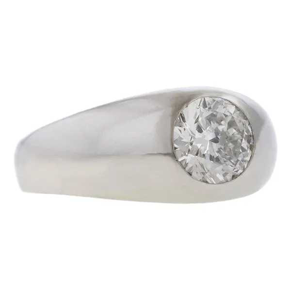 Vintage Gypsy Set Diamond Ring, RBC 1.70ct.