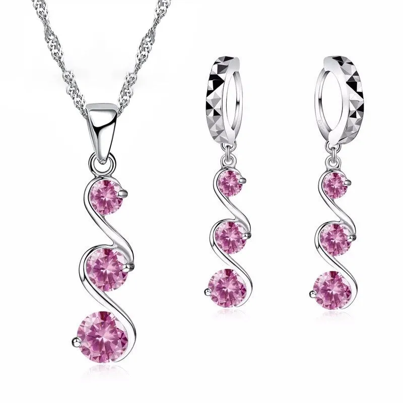 Wedding Engagement Jewelry Set (Artificial Silver Plated)