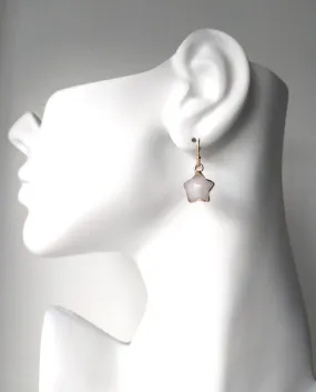 White Agate Star Single Drop Earrings