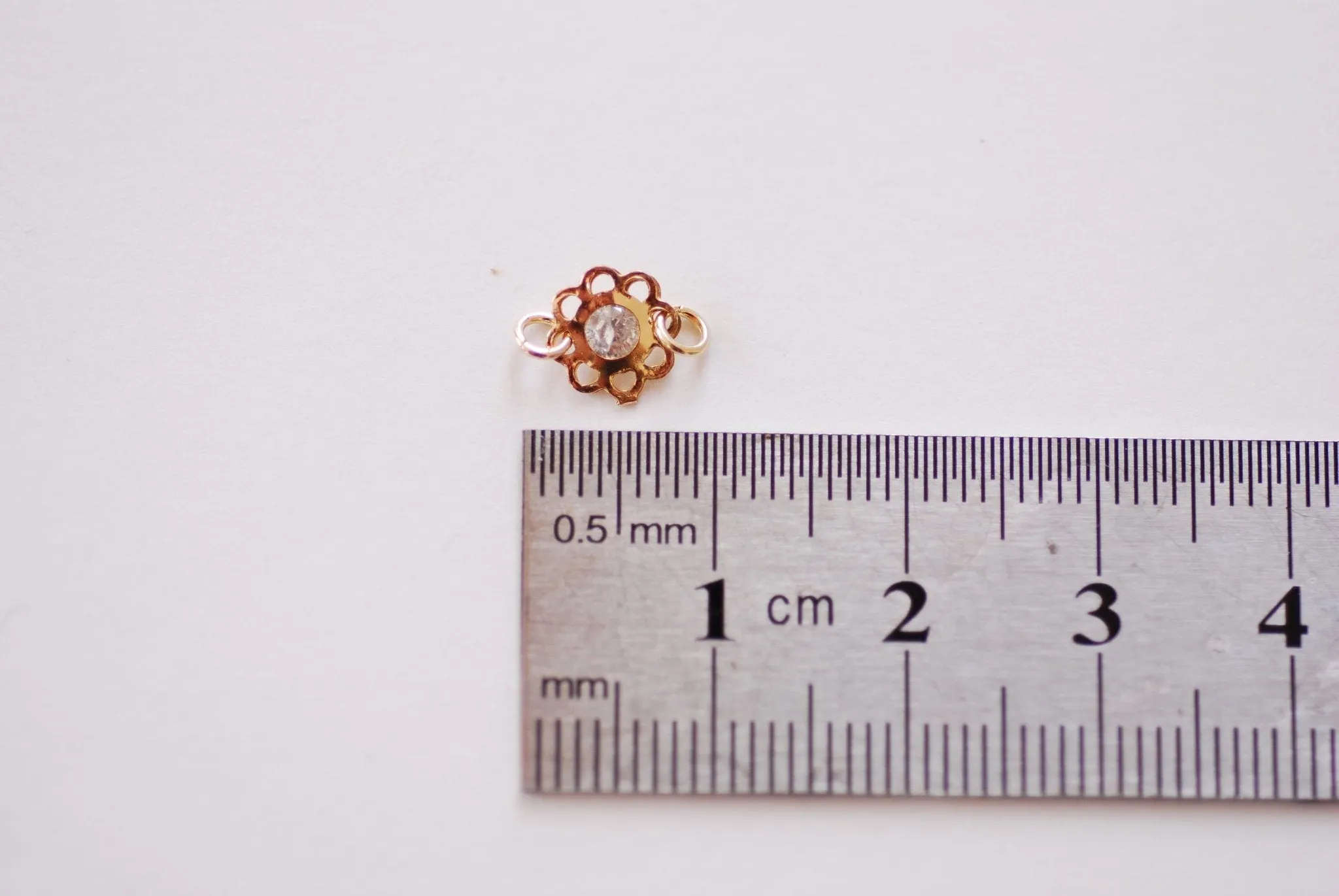 Wholesale Gold Filled Flower CZ Connector Charm l Gold Filled Sterling Silver Rose Gold Filled Flower Charm l Permanent Jewelry