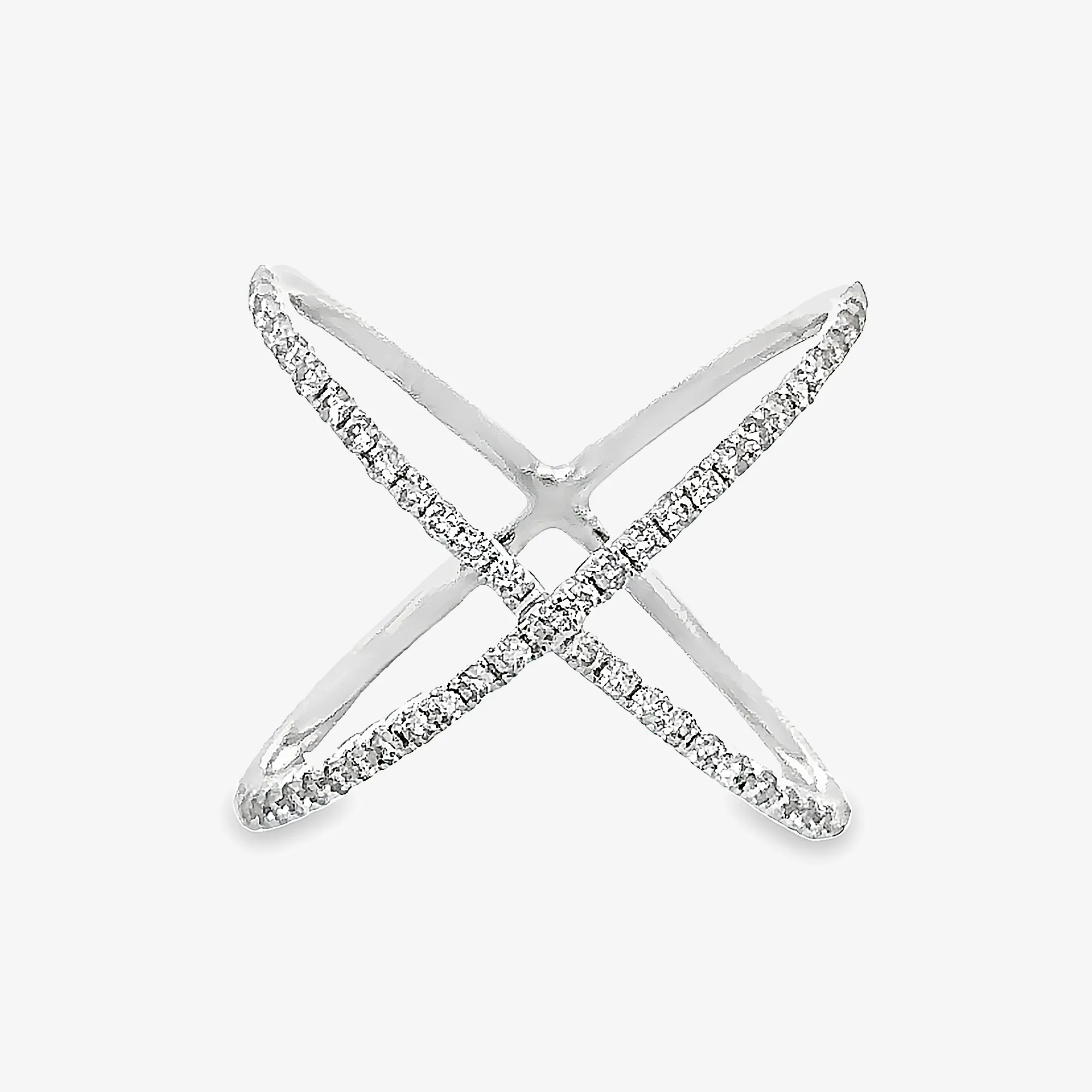 Wide Diamond X Ring