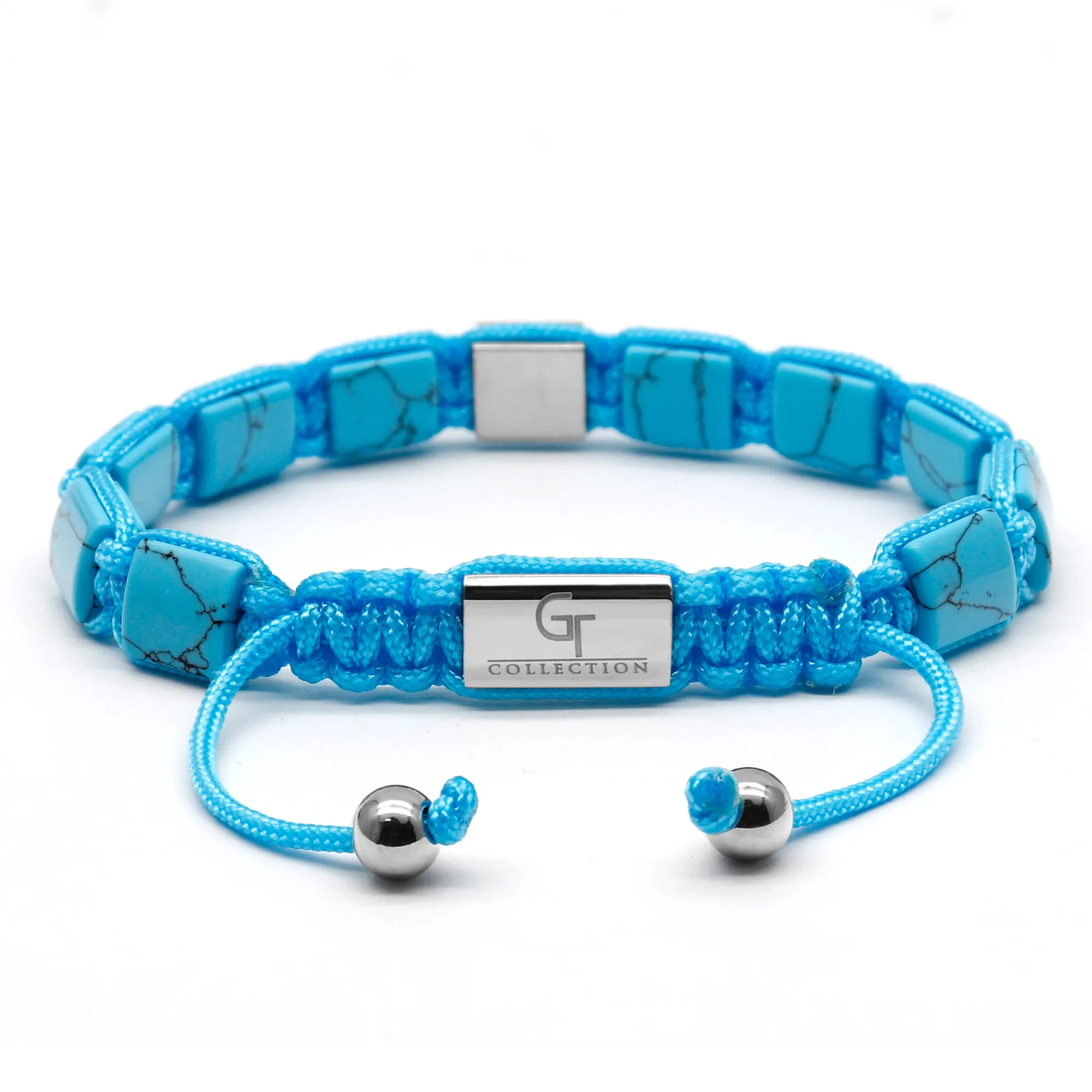 Women's TURQUOISE Flat bead Bracelet with Pyramid Diamond